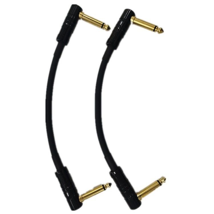0.6ft Cordón de cable de parche 2 Pcs Pack 6.35mm Plug angular Cable de instrumento para tablero de pedal