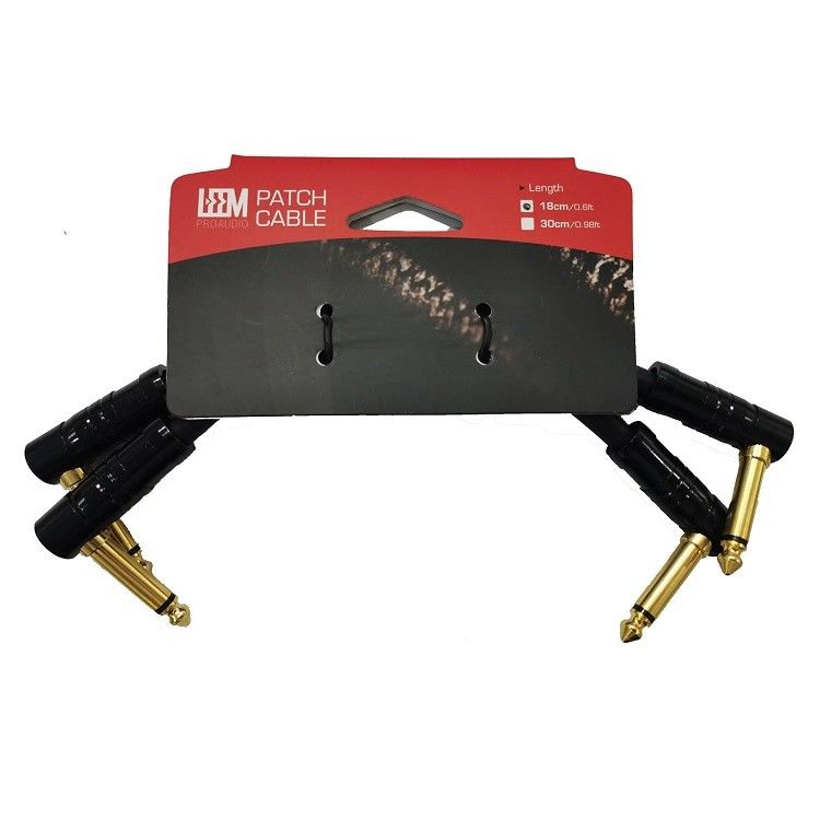 0.6ft Cordón de cable de parche 2 Pcs Pack 6.35mm Plug angular Cable de instrumento para tablero de pedal